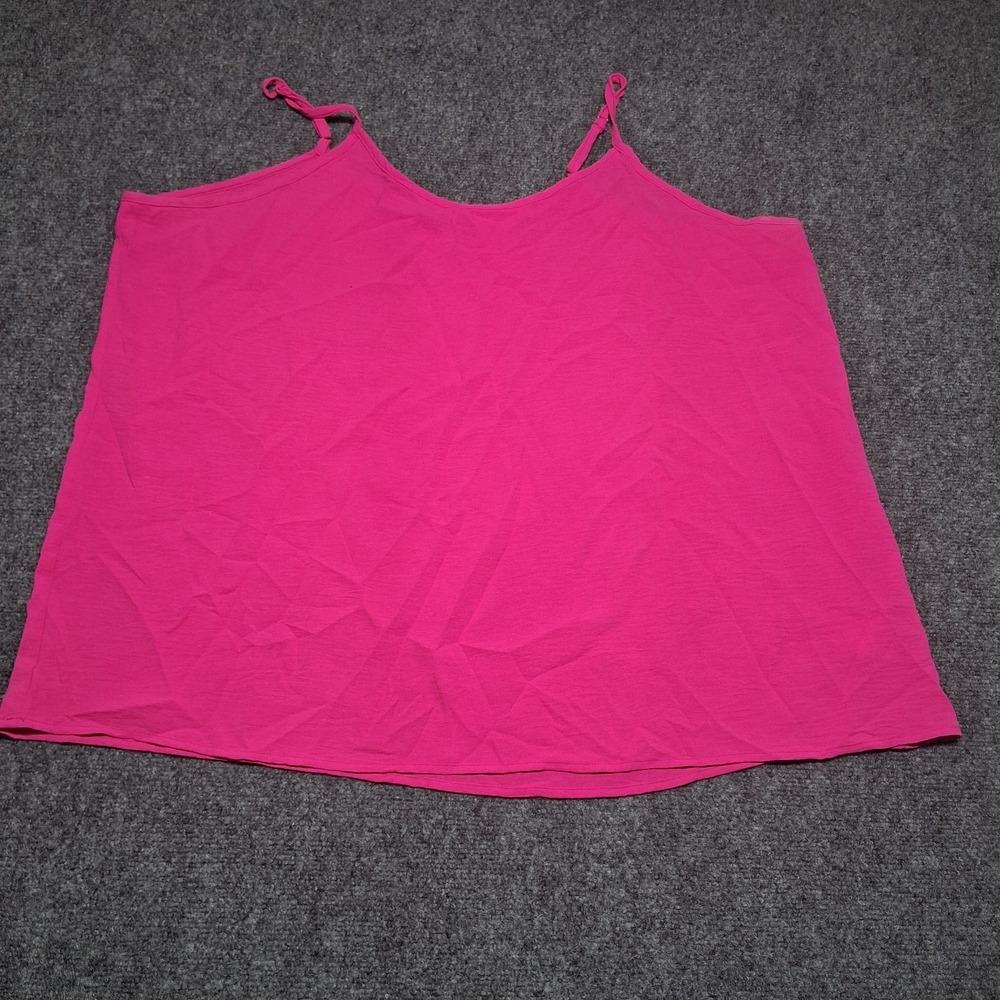 Ofeefan Women's Pink Round Neck Spaghetti Adjustable Strap Lightweight Tank‎ 3XL